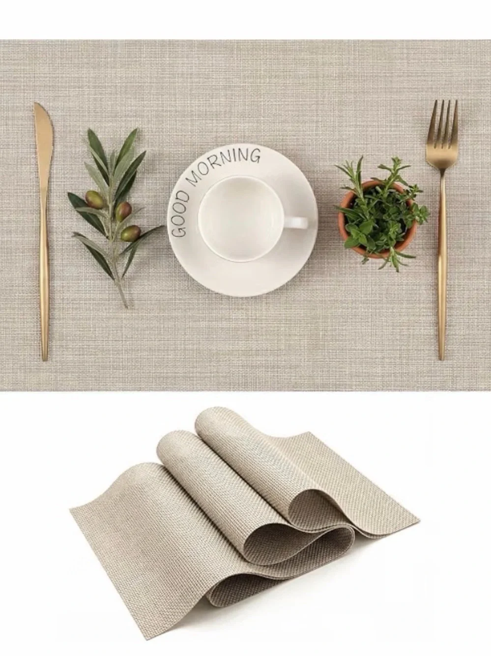 Beige Taupe Woven Placemat Set